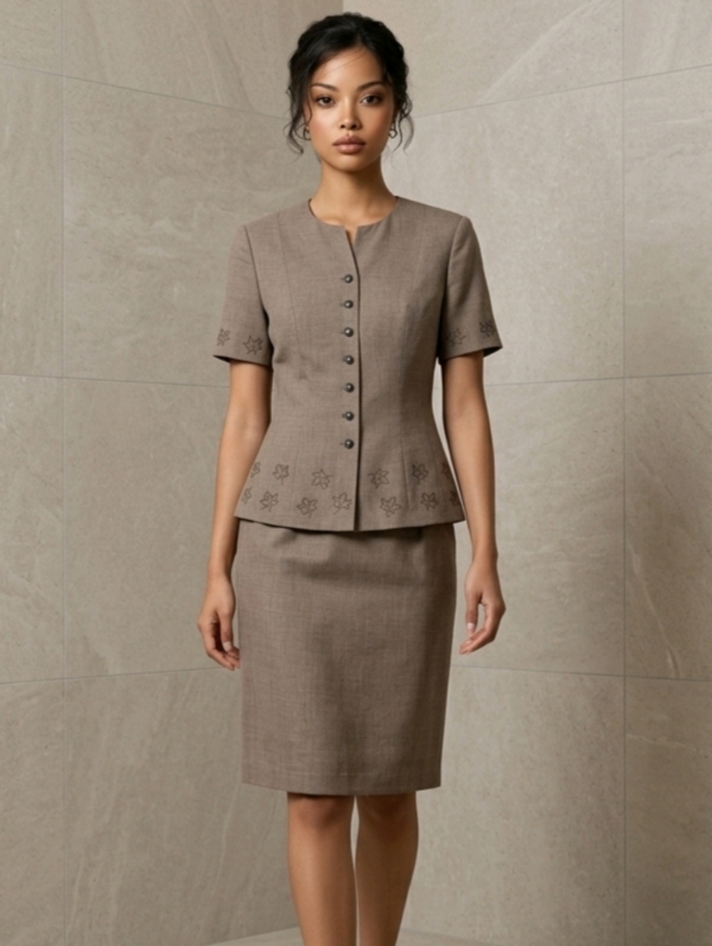 Kasper Vintage Short Sleeve, 2pc. Lined Skirt Suit Set Size 8